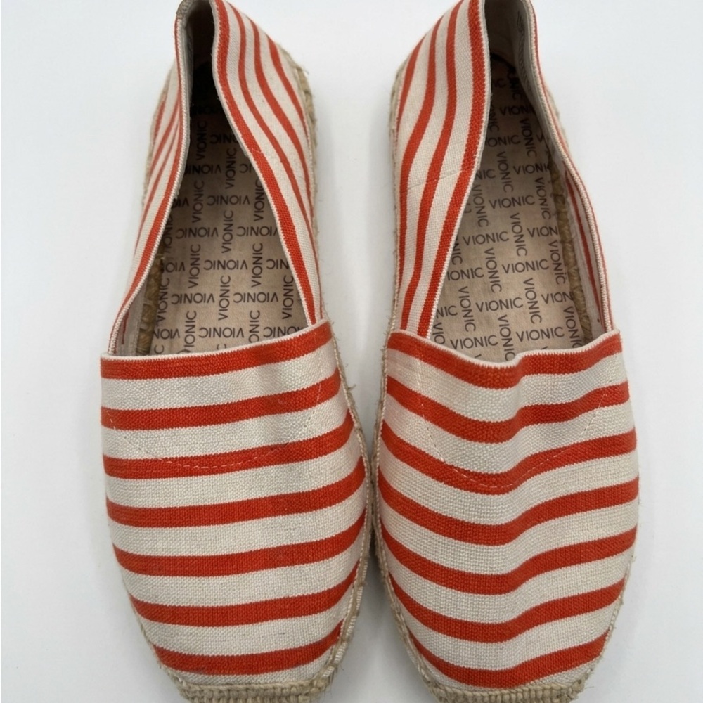 Vionic Orange Stripe Canvas Espadrille Slip-On - 8